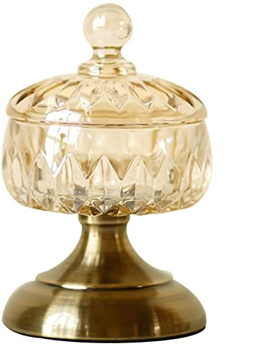 BgnEhRfL Zuccheriera con coperchio Zuccheriera Cristallo Piatto di caramelle Barattolo di vetro con coperchio, Zuccheriera decorativa Contenitori for alimenti in vetro, Diametro 4,3 pollici