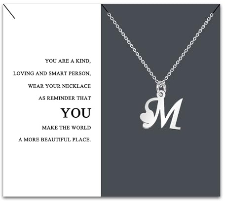 HEYEJET Necklace Women's Charm Jewellery Letters A-Z Stainless Steel Fine Chain Initial Letter Incentive Gift for Her Girl Kids Female Friendship Family Friends Gifts with A Card