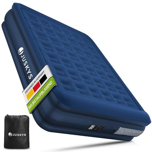 Juskys Luftmatratze Sapri L in Blau - 2 Personen Luftbett selbstaufblasend - aufblasbare Matratze als Gästebett oder Camping - integrierter Pumpe