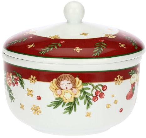 THUN, Biscottiera in Porcellana, Collezione Sorprese di Natale, Biscottiera da Collezione, Idea Regalo per Natale, Ø 20,5 cm, 14,6 cm