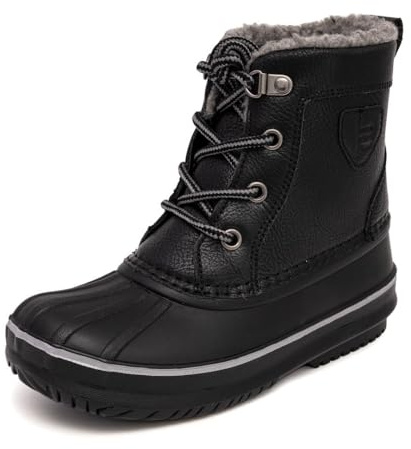 LONDON FOG Warrington Snow Boots for kids - Insulated Waterproof Winter Snow Duck Boots for Boys and Girls - black 2