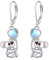 Koala Ohrringe 925er Sterling Silber Mondstein Koala Tropfen Ohrringe Niedliche Tier Ohrringe Lever Back Schmuck Koala Geschenke für Damen
