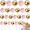 Xsstarmi 30 Pack Mini Balloon Cake Topper Pink Gold Balls Pick Decorations Mix Size Faux Balls DIY Insert for Baby Shower Wedding Bridal Shower Birthday Party