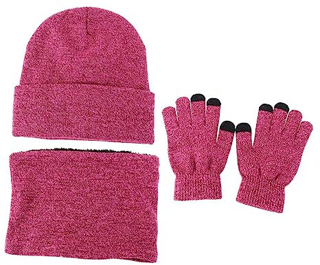 OATIPHO 1satz Doppel-layer Strickmütze Schal Handschuhe Winddichtes Winterzubehör Weinrot Für Herren Und Damen Für Outdoor-aktivitäten Und Kalte Tage Warm Und Stylisch