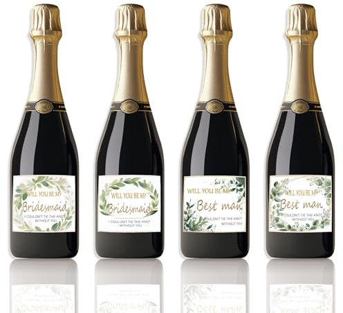 SUPERDANT 40 Stück Aufkleber für Weinflaschen Champagner Etiketten Aquarellblätter Weinflaschen Etiketten Brautparty Champagner Weinflaschen Aufkleber Für Brautjungfern Heiratsantrag Hochzeit