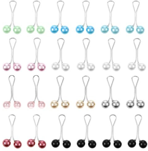 Lot de 24 épingles à hijab pour femme, magnifiques pinces à hijab multicolores en perles musulmanes en forme de U pour foulard, châle, écharpe, broches, accessoires de bijoux (3,2 cm)