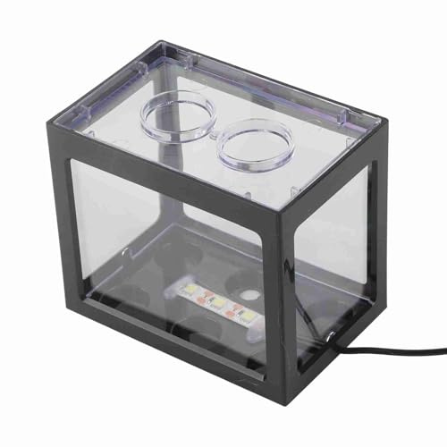 Yinhing Mini -Fischtank, Goldfischtank Mini Fisch Desktop Aquarium Schüssel USB Fischtank Desktop Aquarium für Büro -Tee Tischdekoration (Black)