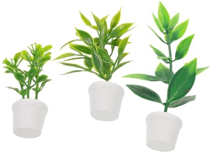 SUPVOX 3pcs Miniature Dollhouse Garden Plants Nordic Artificial Green Bonsai Pots with Realistic Detailing Micro Landscape Decor for Fairy Flower Pots and Dollhouse Events