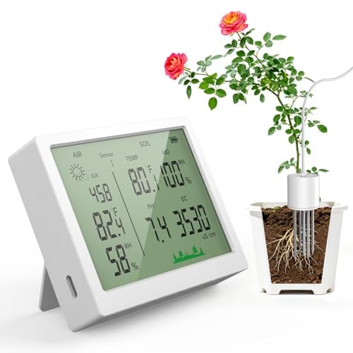 EXTSUD 7 in 1 Misuratore PH Terreno, Suolo Acqua Monito Misuratore di Termometro Terreno Misuratore Luce Solare Misuratore Fertilità Terreno Piante igrometro per Giardinaggio Agricoltura Piante