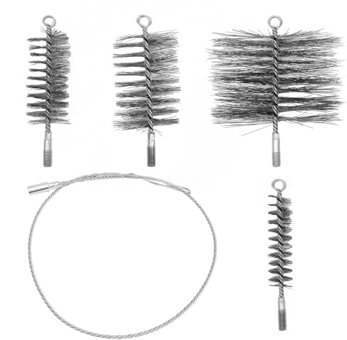 5-Teiliges Ofenrohrbürste 175mm mit Verlängerungsstange 100cm, Kesselbürste Set Durchmesser 30/50/80/150mm Wird In Ofenrohren Schornsteinen Dunstabzugshauben Heizkesseln Verwendet
