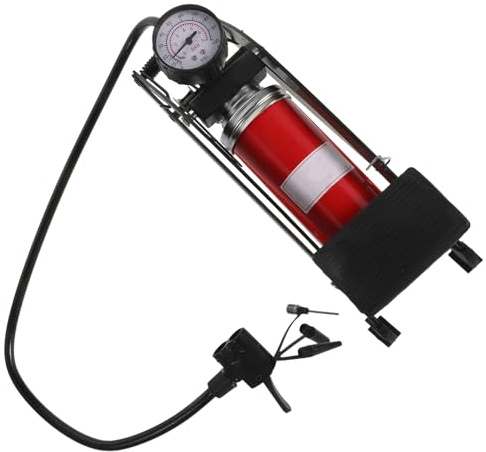 Healeved Multifunktionale Hochdruck Fußpumpe mit Manometer Rutschfestem Pedal für Autoreifen Fahrräder und Bälle