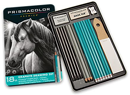 Prismacolor Premier Graphite Drawing Pencils With Erasers & Sharpeners, Adult Coloring, 18-Piece Set
