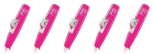 PLUS JAPAN Korrekturroller, nachfüllbar, MR, 4,2 mm x 6 m, Rosa, 5 Stück