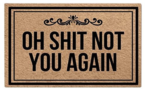 Shinewe Fußmatte mit Aufschrift Oh Shit Not You Again, für Innen- und Außenbereich, 45 x 75 cm