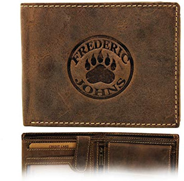 Frédéric Johns Portefeuille Homme Cuir Véritable RFID Earth – Paysage - Vintage, 10 Cartes, Porte-Monnaie avec Bouton Pression, Grand Compartiment Billets – Idée Cadeau Élégante