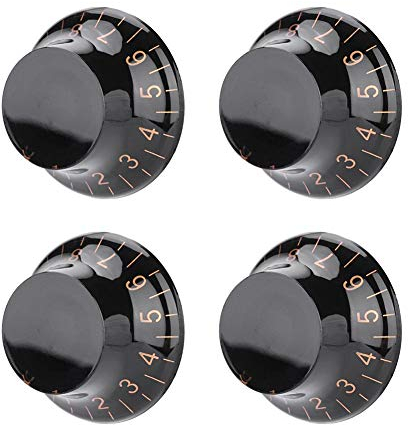 Drfeify Gitarren-Lautstärkeregler, 4 Stück Speed Tone Volume-Regler Playing Accessories für EPI-LP-E-Gitarre(Schwarz + Gold) Musical Instrument Accessories