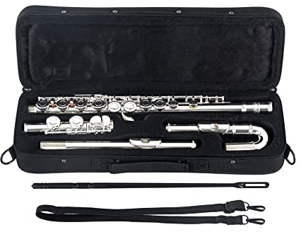 Classic Cantabile FL-200U Querflöte Neusilber - Einsteigerinstrument insbesondere für Kinder geeignet - Leichtgängige E-Mechanik und verzogenes G - Inklusive Wischerstab und Etui