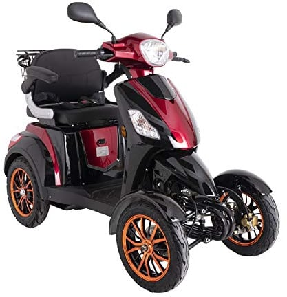 GREEN POWER - Red Electric Mobility Scooter 4 Wheeled with Extra Accessories Package: Mobility Scooter Waterproof Cover, Phone Holder, Bottle Holder by Green Power JH500