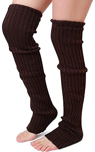Nanxson Damen Lang Stulpe Leg Warmer Gestrickte Over-Knee Lange Beinstulpe Tanzen Strumpf (Kaffee-65)