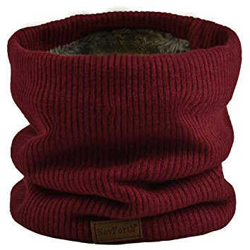NovForth Winter Neck Warmer Fleece Lined Infinity Scarf Thicken Windproof and Dust Skiing Circle for mens women Double-Layer Fleece Lining Knit
