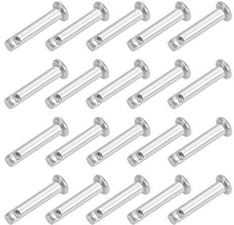 sourcing map 20Pcs Einzelnloch Gabelkopf Stifte 304 Edelstahl 4mm x 20mm Flachkopf Link Scharnierstift