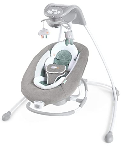 Ingenuity Pemberton 2 in 1 tragbare Babyschaukel und -wippe mit Lichtern, Vibrationen, Melodien, Lautstärkeregler, Smartphonefunktion und USB Anschluss