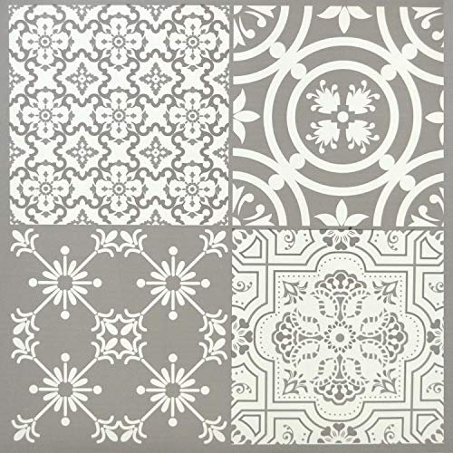 Floor Tiles Self Adhesive Vinyl Flooring Kitchen Bathroom Patterned Light Grey