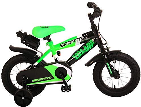 Volare Sportivo Jungen Fahrrad, 12-Zoll Größe, Neongrün/Schwarz