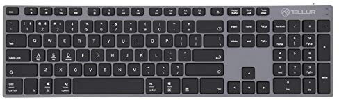 TELLUR Shade Tastiera Alluminio Wireless QWERTY, Tastiera Bluetooth, 3 Dispositivi Simultaneamente, Layout USA, Corpo Sottile in Alluminio, Batteria Ricaricabila Incorporata, MAC, WIN, IOS, Android