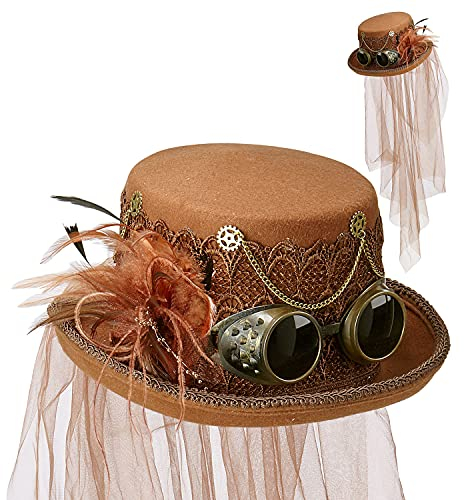 W WIDMANN MILANO Party Fashion 68564 - Zylinder Steampunk aus Filz, Hut, Retro, Mottoparty, Karneval