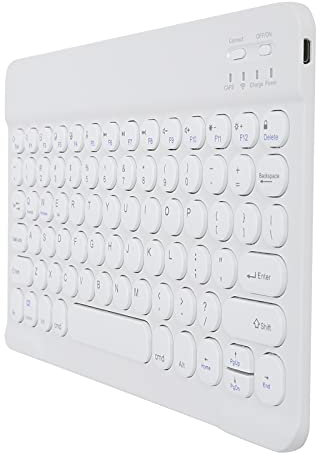 Zunate Teclado Inalámbrico, Teclado Inalámbrico Bluetooth de 10 Pulgadas para Tableta/Teléfono Inteligente/Computadora Portátil, Teclado de Máquina de Escribir Resistente Al Agua a Prueba de(Blanco)