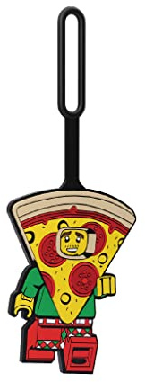 IQ LEGO 52935 Classic Pizza Guy - Silikon-Gepäckanhänger für Reisen, Koffer, Rucksack, Sommer-Strandtasche. Beschreibbare Oberfläche auf der Rückseite zur Identifizierung. Maße: ca. 6,5