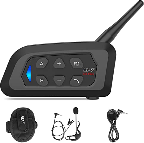 EJEAS V4C Plus Professionelles Fußball-Schiedsrichtersprechgerät, Bluetooth-Headset, 1200 m, 4 Personen, Vollduplex-Sprecheinrichtung zur gleichen Zeit für Fußball und Handball-Schiedsrichter