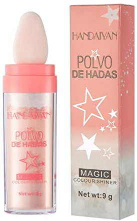 Evidenziare Cipria per il viso Fard ad alta luce Sparkly Shimmer Polvere lucida naturale per viso Corpo Capelli Fata Polvere per accarezzare la luce (Fata Rosa)