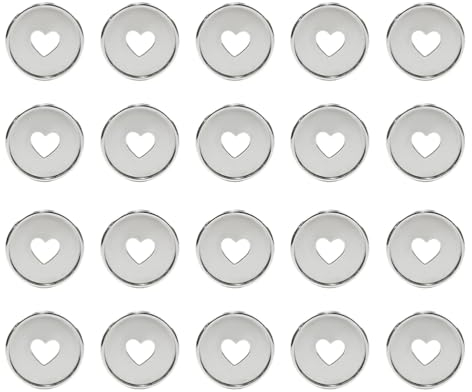 Operitacx Lose Leaf Binder Discs 20Pcs Colorful Heart Binder Rings Expansion Discs Loose Leaf Ring Round Binding Disc Buckle Hoop for DIY Notebooks Planers Silver