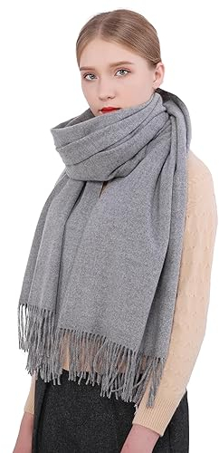 RIIQIICHY Damen Schal Grau Stola Festlich für Abendkleid Pashmina Schals Tücher für Frauen Hochzeit Schultertuch Frühling Winter Schal Warme Kuschelig
