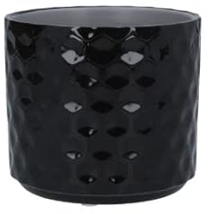 EMH Cache-pot en céramique nid d'abeille Noir brillant Taille S