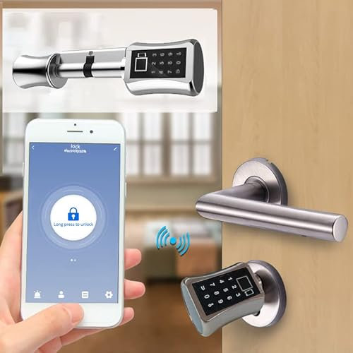 zemismart BLE Elektronisches Passwort-codiertes Schloss, biometrisches Fingerabdruck-Smart-Türschloss, Tastatur/Schlüssel/App-Entsperrung, europäischer Stil für Heimsicherheit (35/35)