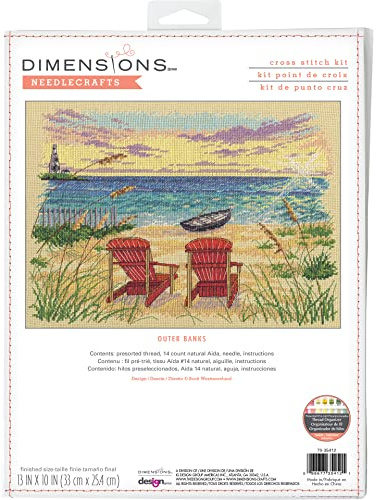 Dimensions 70-35412 Outer Banks Kreuzstich-Set für Anfänger, 33 x 25,4 cm, 14 Cnt. Natural Aida, 4 Stück