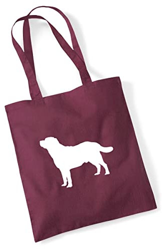 HUURAA Jutebeutel Labrador Retriever Silhouette Tasche Baumwolle 10 Liter Größe Burgundy mit Motiv für Hundefreunde Geschenk Idee für Freunde und Familie