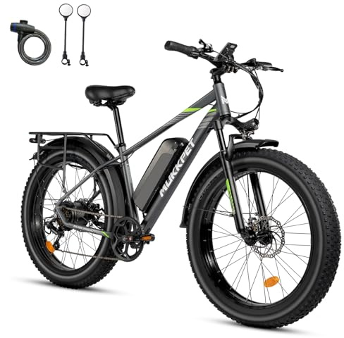 Mukkpet XC500 Vélo Électrique Adulte, Fat Bike 26 x 4.0, Batterie 48V 15Ah, Autonomie Jusqu’à 105 km, 7 Vitesses, VTT Tout-Terrain