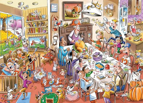 Cobble Hill 1000 Teile Puzzle – DoodleTown: Thanksgiving Togetherness – Beispielposter im Lieferumfang enthalten