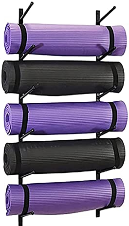 MObyat Yogamattenhalter 6-teiliges Yogamatten-Aufbewahrungsregal, Wandhalterung, Yogamatten-Halter, multifunktionaler Wandhalter, Aufbewahrungsregal für Heim-Fitnessgeräte Yoga-Aufbewahrungshalter