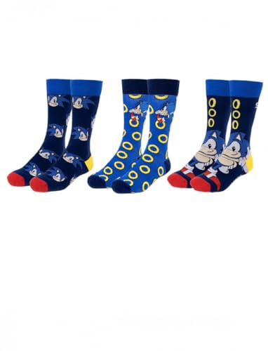 Sonic The Hedgehog Unisex Kinder Sonic Socken 3er Pack Socken