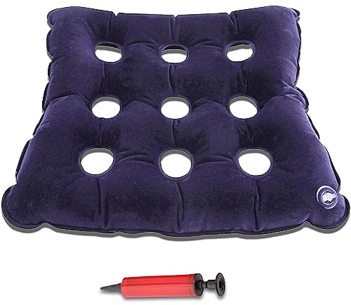 Luftaufblasbares Sitzkissen gegen Druckstellen, Druckkissen für Gesäß, Anti-Dekubitus-Luftkissen, Rollstuhl-Sitzkissen, quadratisches Auto-Sitzkissen mit Pumpe