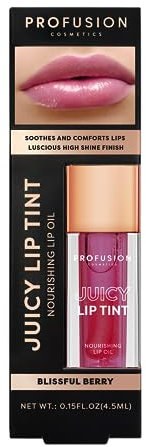 Profusion Cosmetics Juicy Nourishing Lip Oil Tint, Lightweight and Beautiful Tint Provides Nourishing Hydration and Glossy Finish Without Stickiness, Elegant Look With Professional Beauty Tools