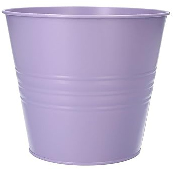 INNA-Glas Runder Zinktopf MICOLATO mit Rillen, Flieder, 16 cm, Ø 18,5 cm | Zink Übertopf/Deko Topf