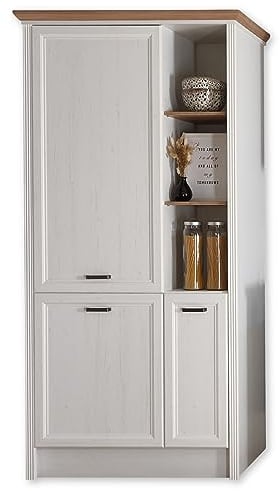 JASMIN Moderner Einbauschrank für Kühlschrank in Pinie hell, Artisan Eiche Optik - Geräumiger Hochschrank Küchenschrank mit viel Stauraum - 104 x 216,5 x 61 cm (B/H/T)