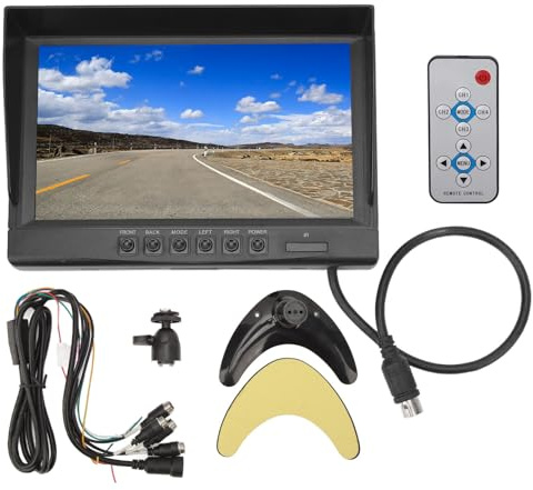 Aramox Moniteur de recul 9 Pouces IPS 4 Voies | Accessoire vidéo HD, Résolution 1280x600, Alim 9-35V, Écran 16:9, camion/camping-car, compatible PAL/NTSC
