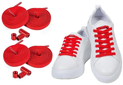 ELANOX® Elastische Schnürsenkel ohne Binden 8mm für 2 Paar Schuhe – Extra Stark mit Metallverschluss – Flache Gummischnürsenkel für Sneaker & Sport